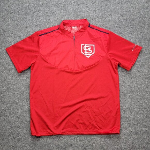 St Louis Cardinals Jersey Mens XL Red 1/4 Zip Pullover MLB Baseball Sports - Picture 1 of 9